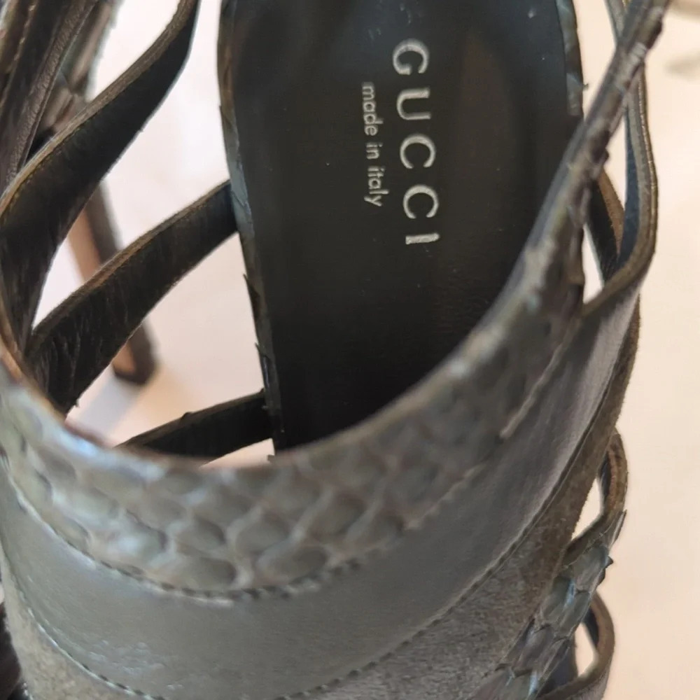 Gucci snakeskin leather suede heels size 7.5 - Picture 7 of 13